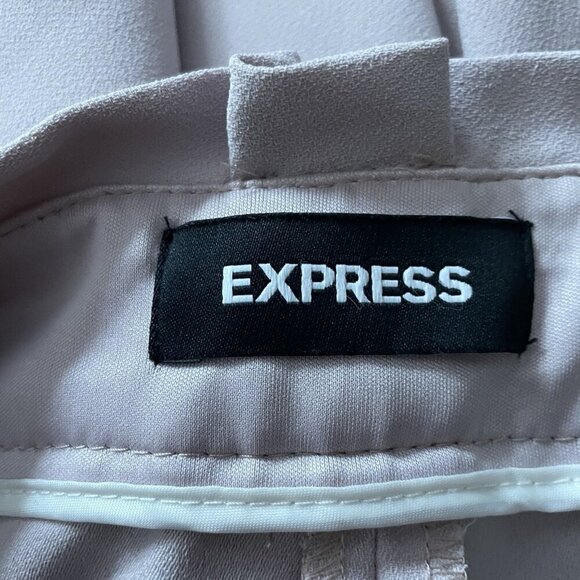 Express Women 12R Mauve Pleated Sash Tie Belt High Rise Paperbag Ankle Pants - Picture 8 of 10